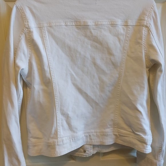 Ladies Joe Fresh White Size Medium Raw Hem Jean Jacket - Picture 4 of 5